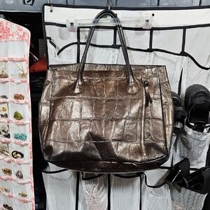 Kate Landry Bronze Croc-Embossed Shoulder Bag